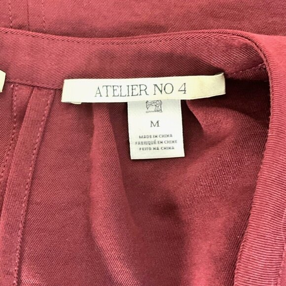 Scotch & Soda Women's M Wrap Blouse Red Satin V Neck Long Sleeve Band Collar - Picture 10 of 13